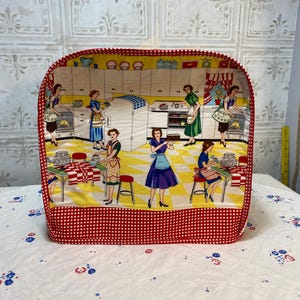D. Mixer Cover, Retro Fifties Kitchen Ladies, fits Kitchen Aid Classic Mixer, Reversible, Washable, Vintage Style, farmhouse, stand mixer