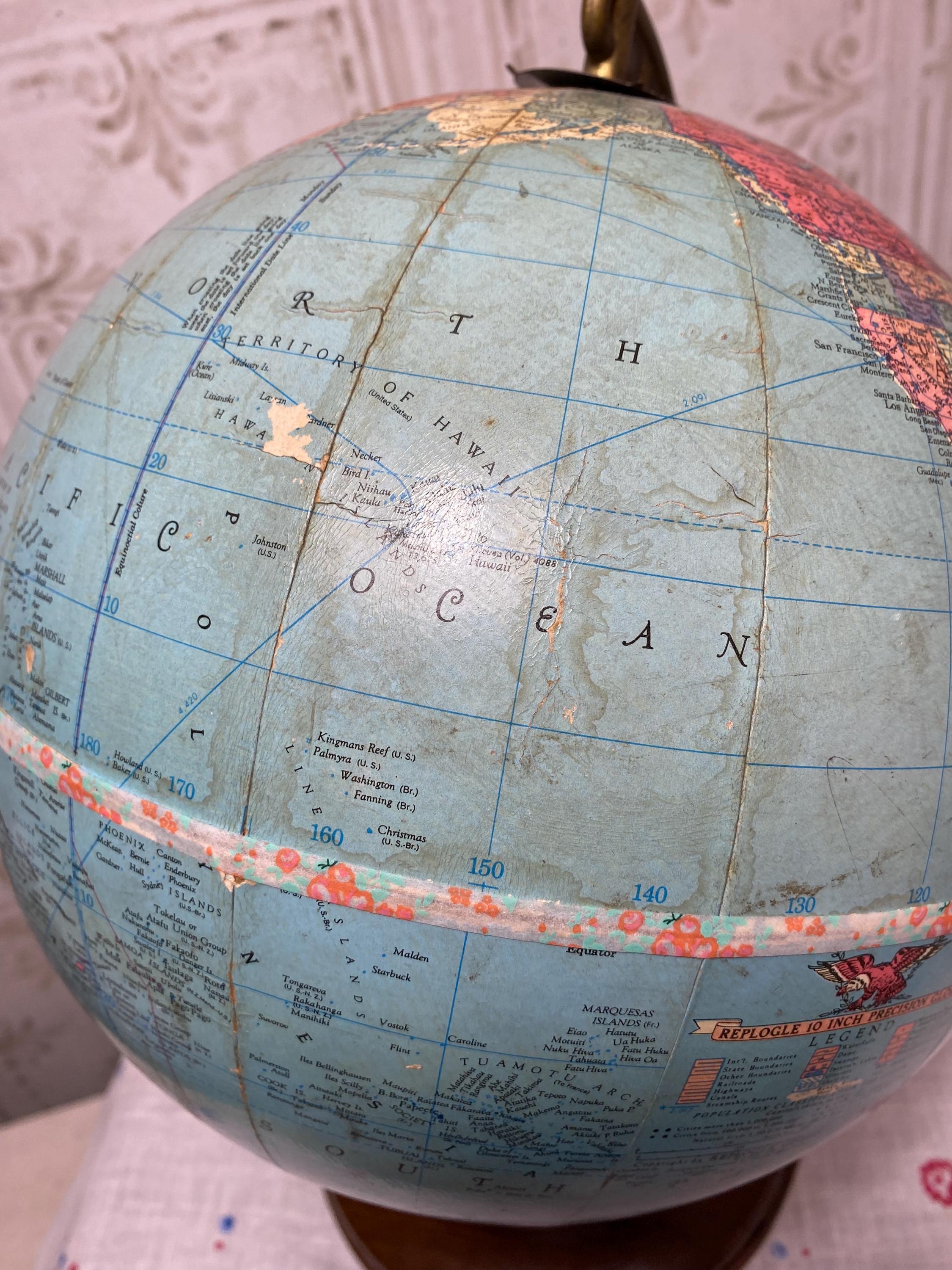 Vintage Replogle 10 Inch World Globe, Spinning, 1950s, Small - Etsy