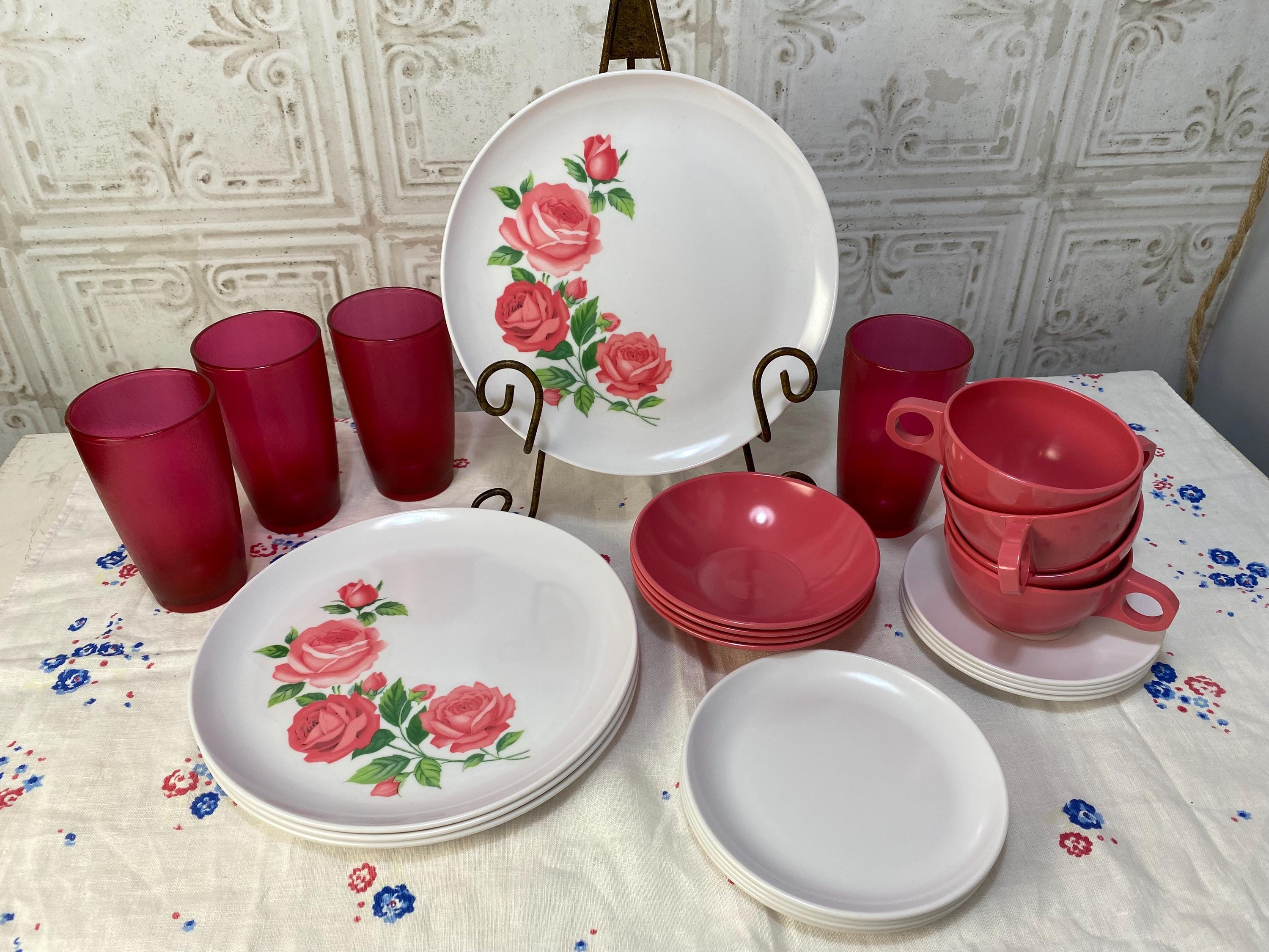 Pink Fiesta Dinner Plates EcoQuality 10 Inch Round Hammered