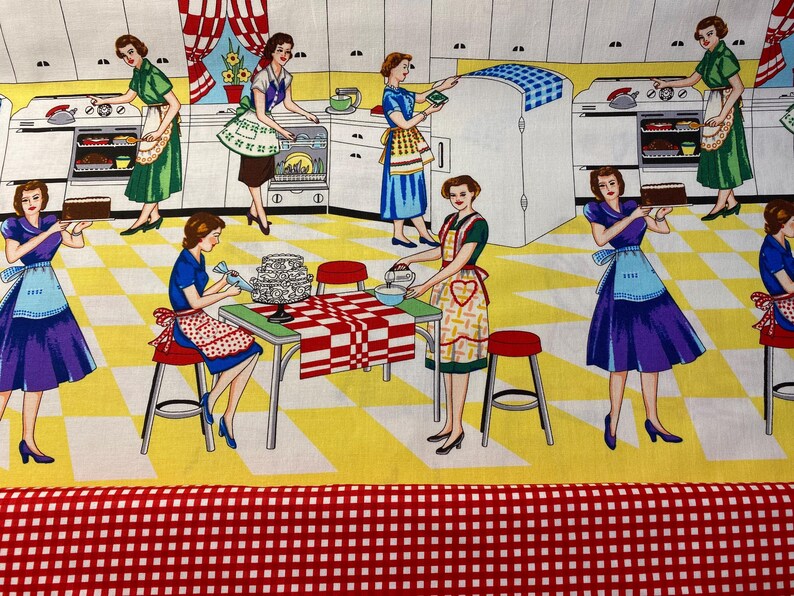 D. Two slice toaster Cover, Retro Fifties Kitchen Ladies, Reversible, Washable, Vintage Style, farmhouse, choose trim color, Home Ec Kitchen Red Gingham Check