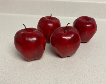 Vintage Faux Apples, set of 4 artificial apple decor, 80's vintage, summer decor, fruit