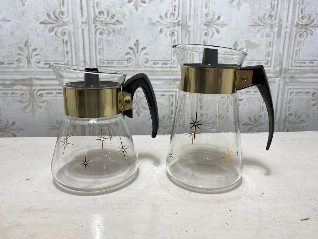 Vintage Pyrex Corning Glass Carafe, SOLD INDIVIDUALLY, Gold Starburst ...