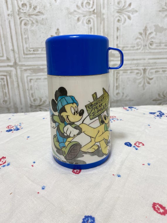 Vintage Aladdin Mickey Mouse Pluto thermos, insulated bottle, Walt Disney  Collectible, mountains, camping, kids, lunch, school