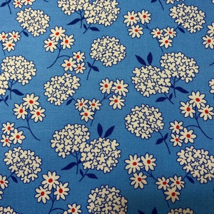 Fabric, Garden Party by Whistler Studio for Windham Fabrics, reproduction feedback fabrics, 1930s-40s, retro, vintage look, Blue, 53981-4