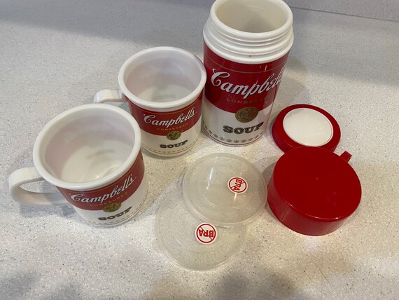 Vintage '90s Campbell Soup Insulated Travel Container and 2 Mugs