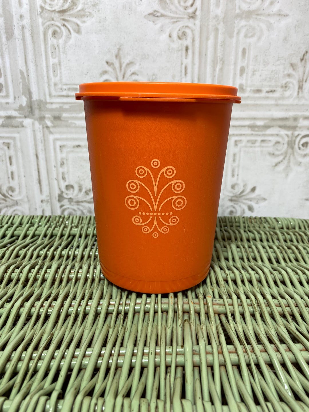 Tupperware Orange Color Vintage Tupperware Canister Container, Orange, 811-3, Servalier, Small ...