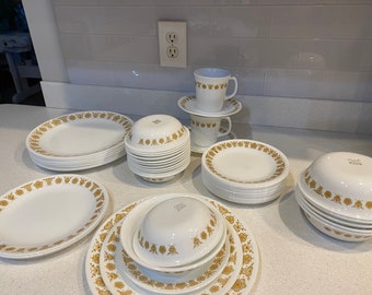 Vintage Corelle Butterfly Gold, sold individually, dinner plates, salad plates, dessert plate, cereal bowls, berry bowls, mug and saucer