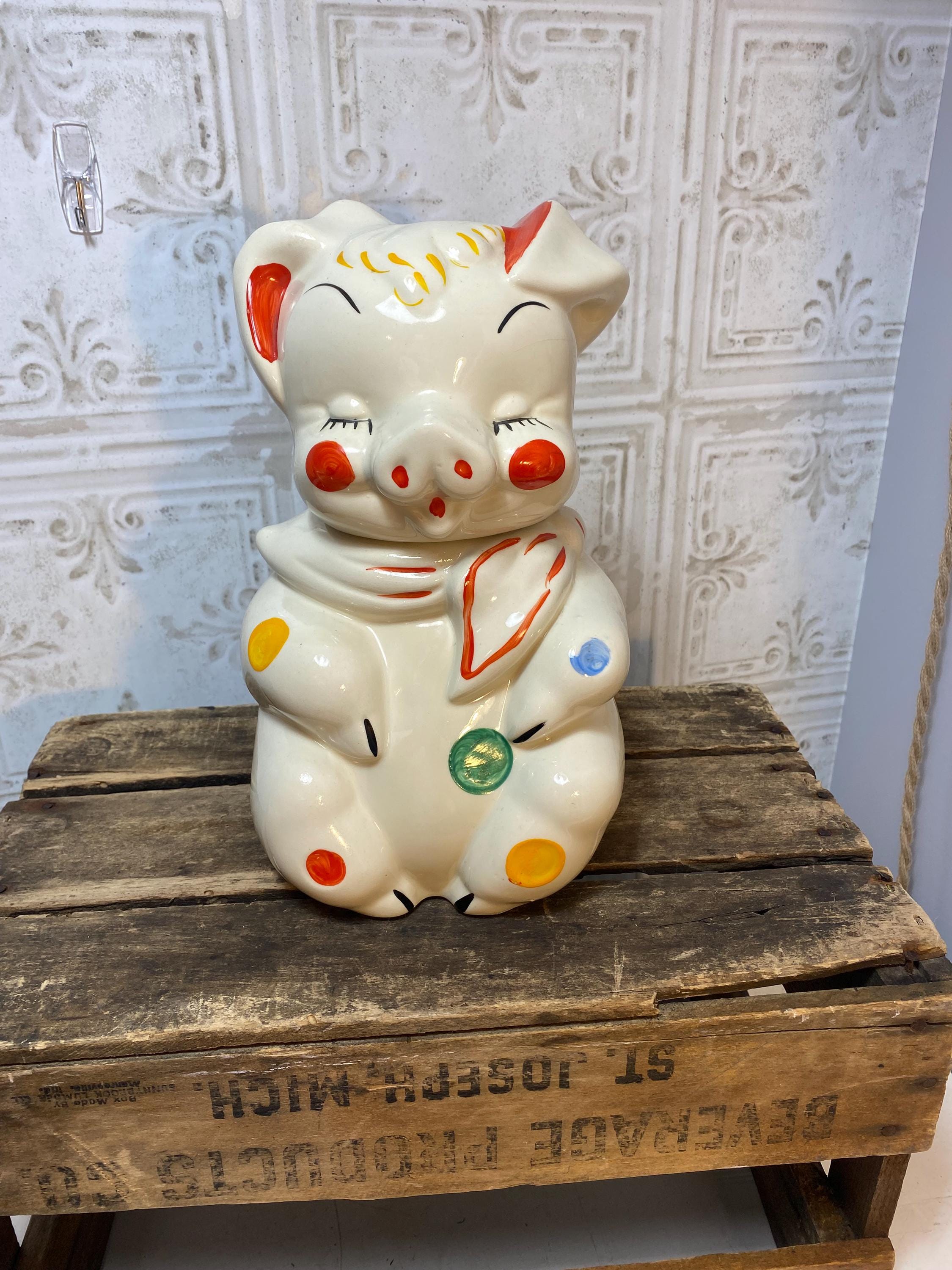 Vintage Pig Cookie Jar - Etsy