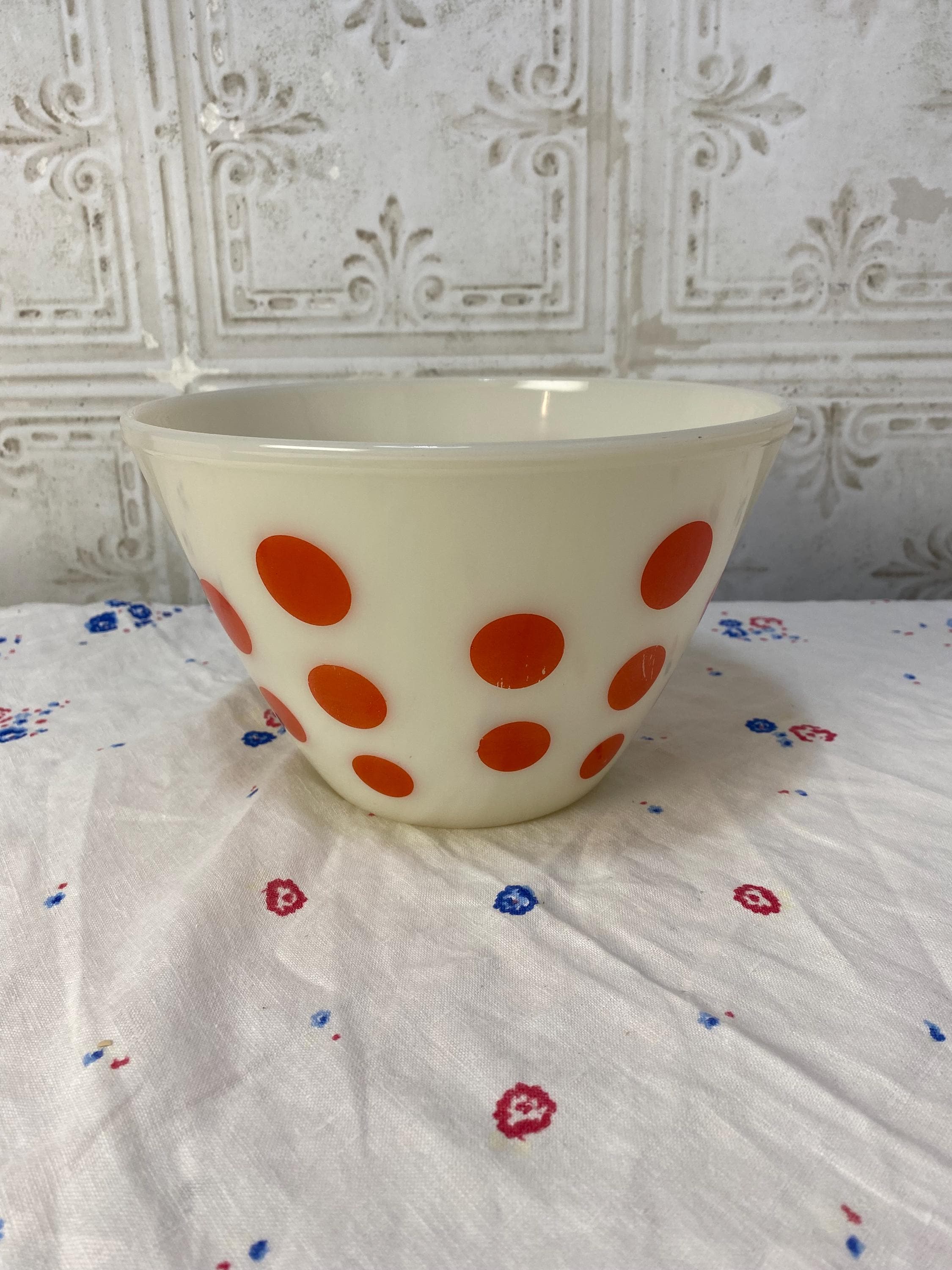 Fire King Red Dots Bowl - Etsy