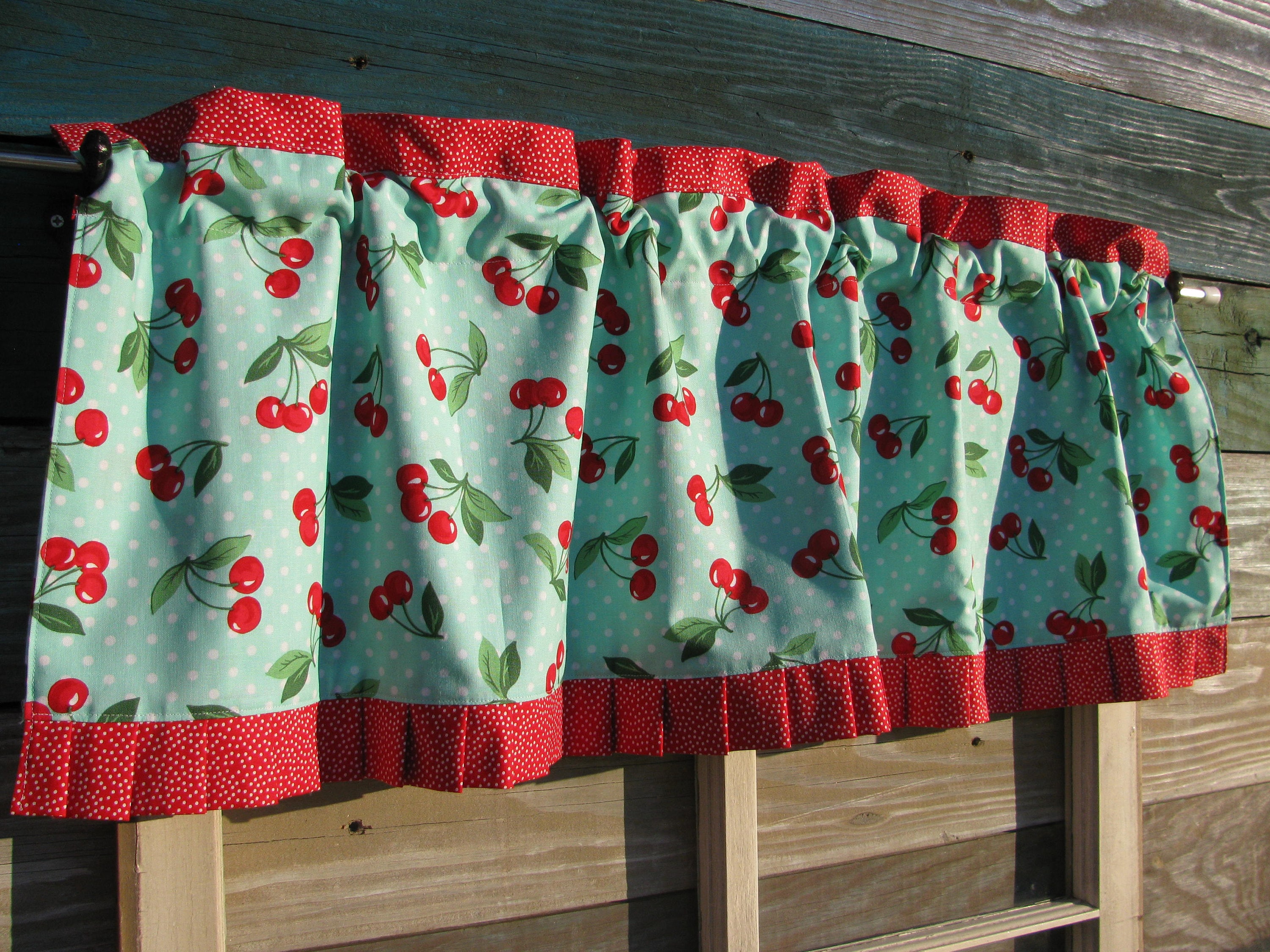 A. Retro Cherries Valance Curtain, Fifties Style, Aqua and Red, Vintage  Style, Retro Style, Farmhouse Kitchen, Window Topper - Etsy, image size:3000x2250
