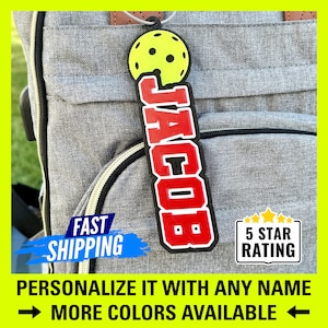 Custom Pickleball Name Tag, Personalized Pickleball Keychain, Pickleball Bag Tag, Backpack Name Tag, Custom Keychain, Pickleball Player Name