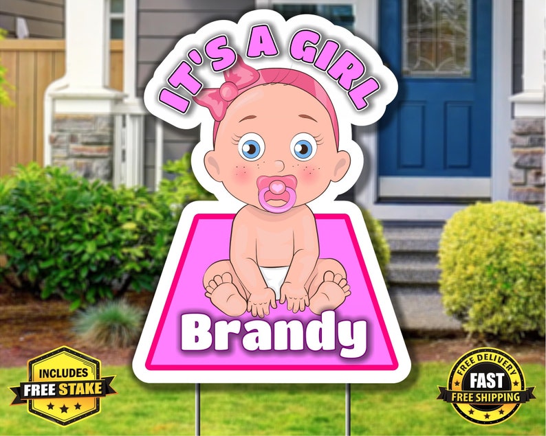 It's a Girl Yard Sign Baby Sign Birth Announcement Etsy