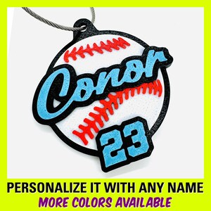 Personalized Baseball Bag Tag, Baseball Team Gift, Custom Baseball Player Backpack Tag, 3D Baseball Equipment Name Tag, Baseball Fan Gift