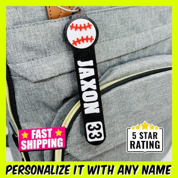 Baseball Bag Tag, Personalized Baseball Keychain, Custom Baseball Name Tag, Baseball Backpack Name Tag, Custom Baseball Keychain Name