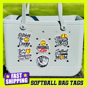 Bogg Bag Softball Tags, Softball Bogg Bag Charms, Bogg Bag Softball Team Spirit, Bogg Bag Softball Accessories, Softball Bogg Tote Charm