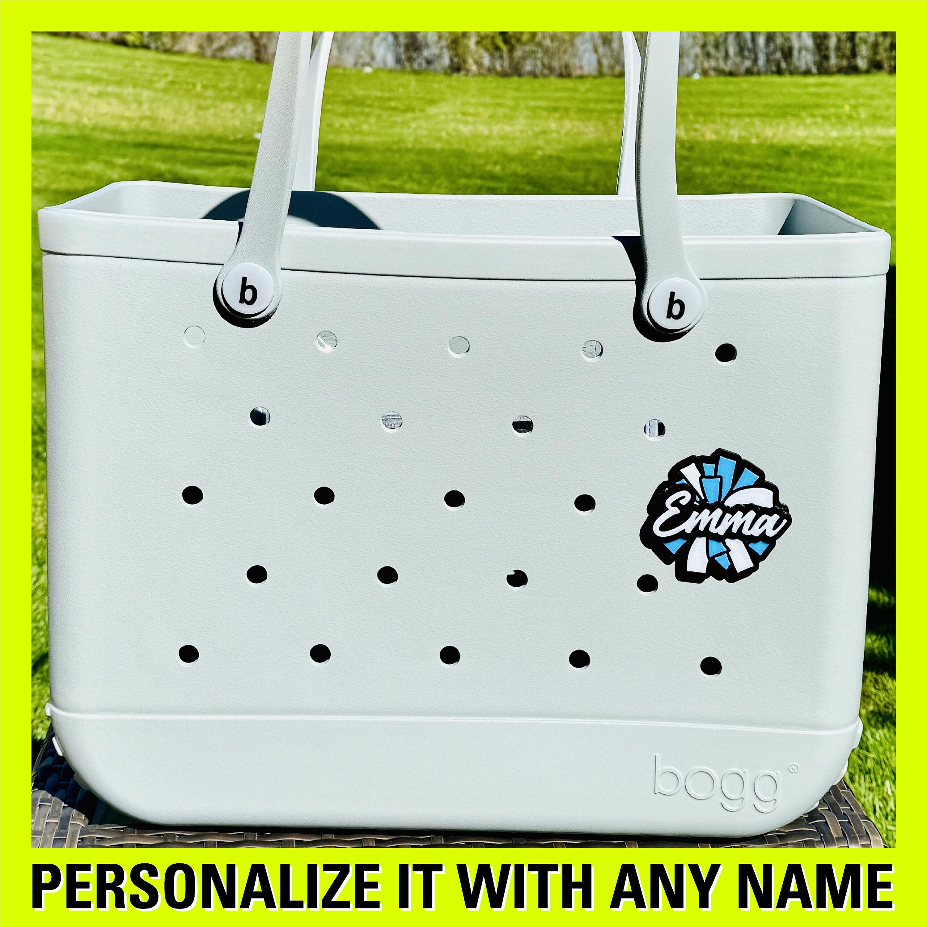Personalized 3D Cheer Bogg Bag Tag, Custom Cheer Pom Bogg Bag Charm ...