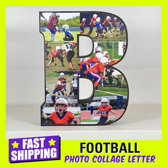 Personalized Freestanding Football Photo Collage Letter, Football Player Gift, Football Keepsake, Football Coach Gift, 3D Photo Letter
