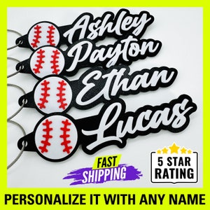 Personalized Baseball Keychain, Custom Bag Tag, Baseball Gift, Custom Name Tag, Baseball Team Accessory, Sports Bag Charm, Player Keepsake