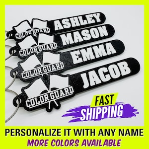 Personalized Color Guard Bag Tag, Color Guard Back Pack Tag, Color Guard Team Gift, Color Guard Keychain Bag Tag Charm, Bag Filler Giveaway