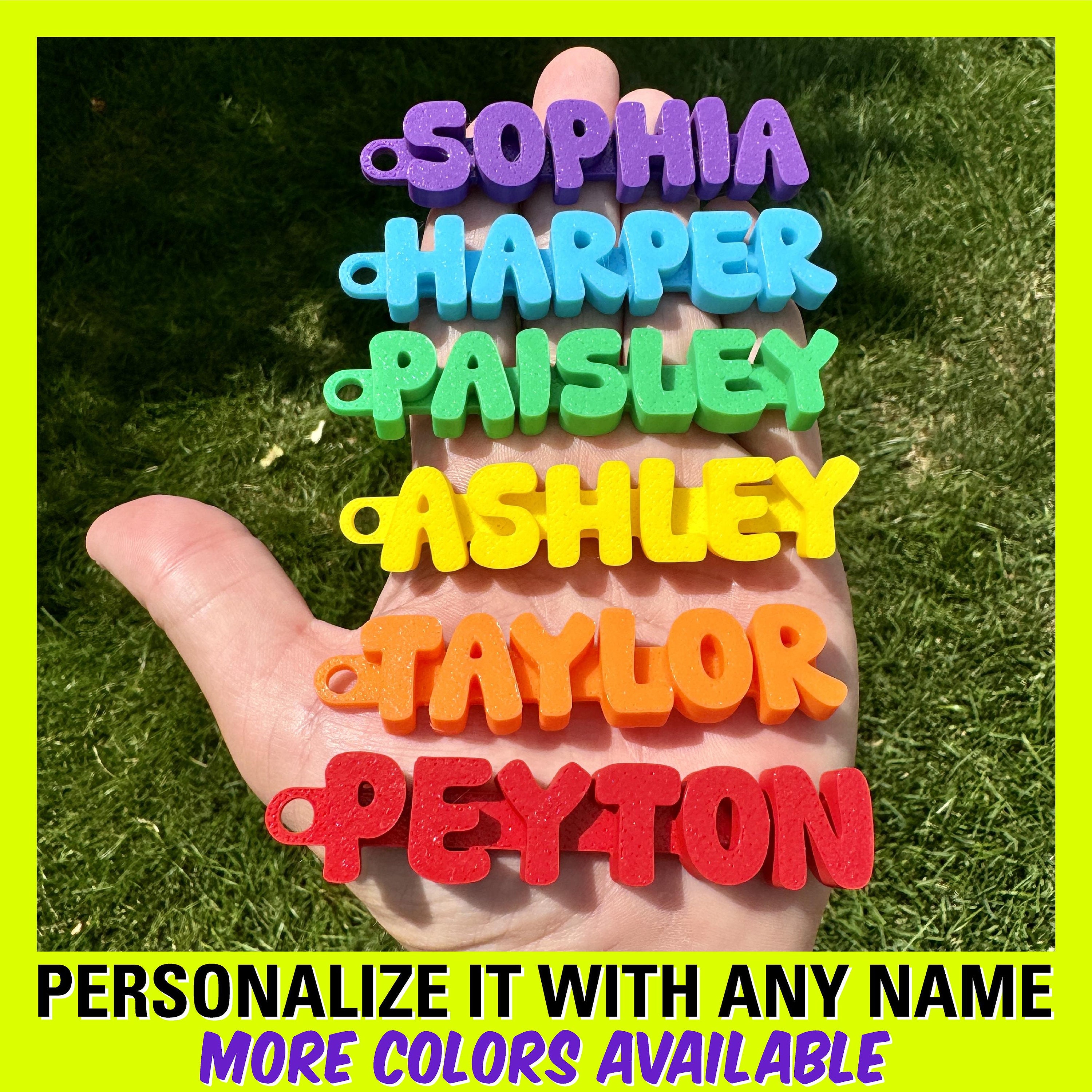 Name Keychain, Personalized Key Ring, 3d Printed Custom Bag Tag, Name Charm, Backpack Name Tag, Party Bag Filler, Party Favors, Giveaways