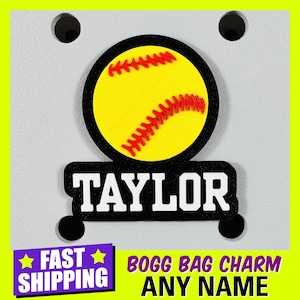 Personalized Bogg Bag Softball Tags, Softball Bogg Bag Charms, Bogg Bag Softball Team Spirit, Bogg Bag Softball Name, Softball Bogg Name Tag