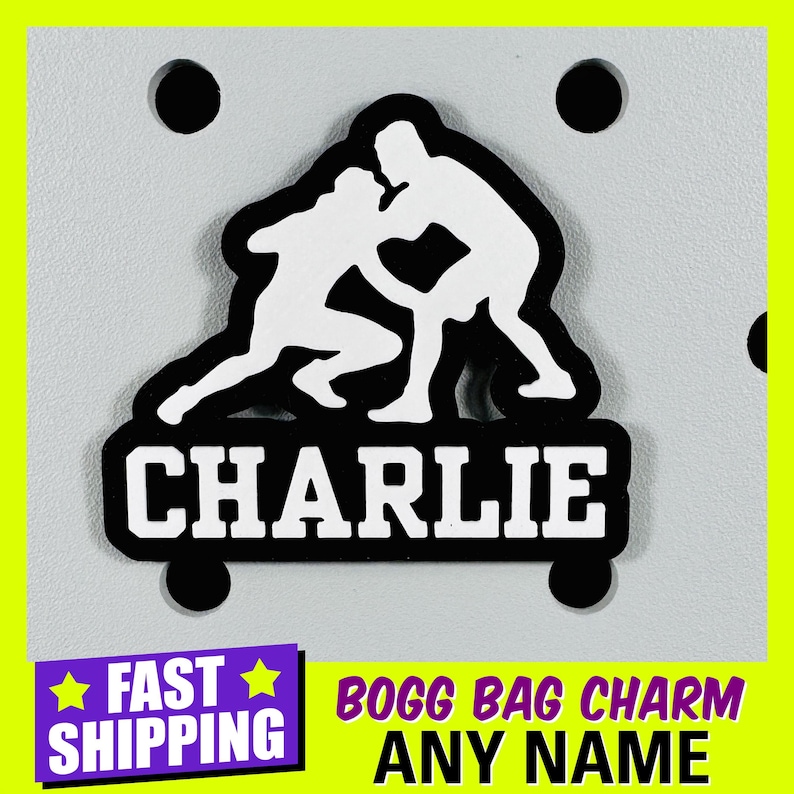 Personalized Bogg Bag Wrestling Tags, Wrestling Bogg Bag Charms, Bogg