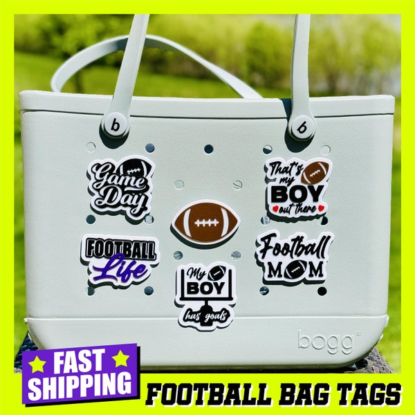 Bogg Bag Football Tags, Football Bogg Bag Charms, Bogg Bag Football Team Spirit, Bogg Bag Football Accessories, Football Bogg Tote Charm