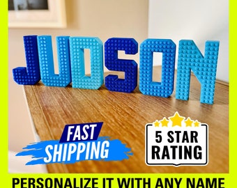 Custom LARGE Brick Style Name Plate, Boy Gift, Desk Nursery, Kid&#39;s Room Decor, Boy Birthday Gift, Playroom
