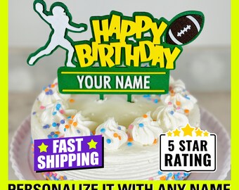 Décoration de gâteau d'anniversaire football personnalisée, décoration de fête d'anniversaire football, décoration de gâteau de fan de football, décoration de nom de football personnalisée, décoration de gâteau