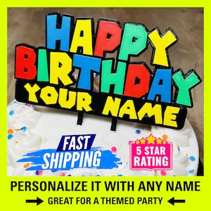 Personalized Gaming Cake Topper, Gaming Themed Kid&#39;s Birthday Cake Decor, Kid&#39;s Birthday Party Cake Topper, Birthday Party Decor