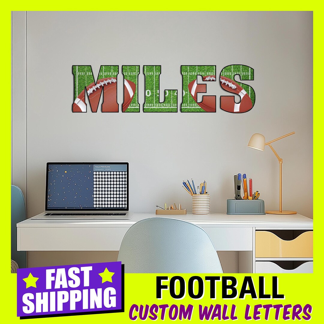 Football Personalized Wall Letters, Bedroom Football Theme Decor
