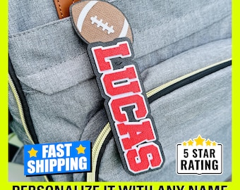 Personalized Football Bag Tag, Football Name Tag, Football Backpack Name, Custom Football Keychain, Football Player Name, Football Team Gift