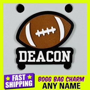 Personalized Bogg Bag Football Tags, Football Bogg Bag Charms, Bogg Bag Football Team Spirit, Bogg Bag Football Name, Football Mom Bogg Bag