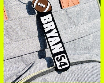 Personalized Football Keychain, Football Player Name, Football Name with Number, Keyring, Backpack Tag, Bag Tag, Custom Name Football Name