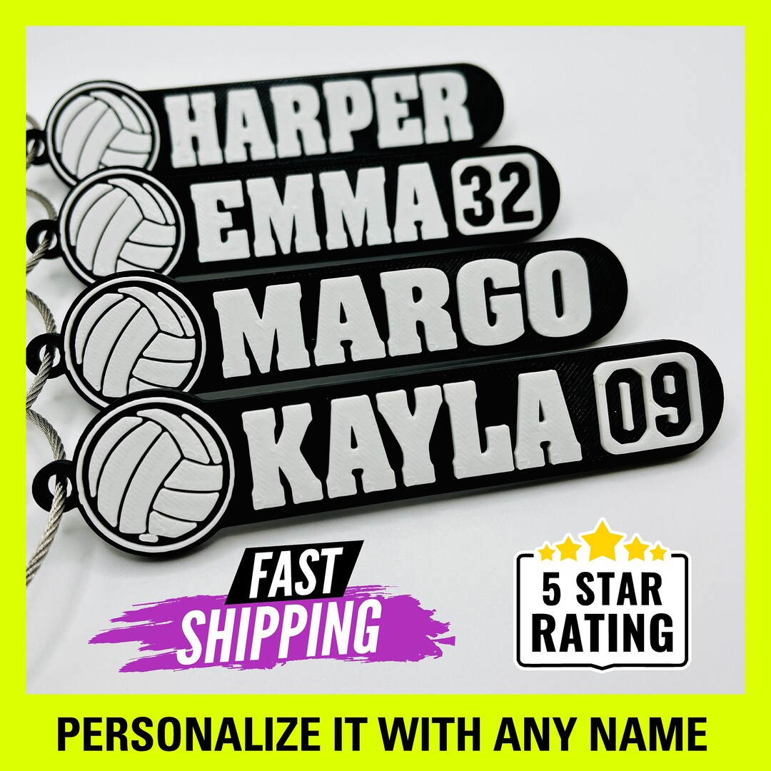 Personalized Volleyball Name Tag, Water Bottle Name With Number, Name