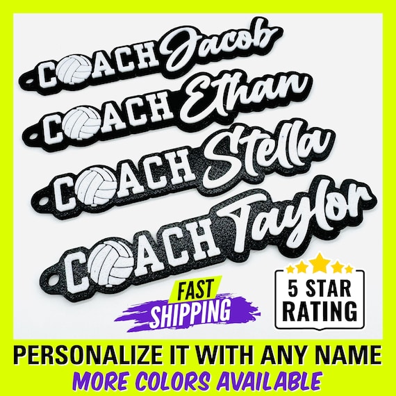 Personalized Volleyball Coach Keychain, Custom Volleyball Coach Bag Tag, Coach Team Gift, Personalized Tag, Volleyball Coach Gear Bag Tag