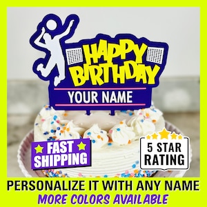 Personalized Volleyball Birthday Cake Topper, Volleyball Birthday Party Decor, Volleyball Fan Cake Decor, Custom Volleyball Name Topper