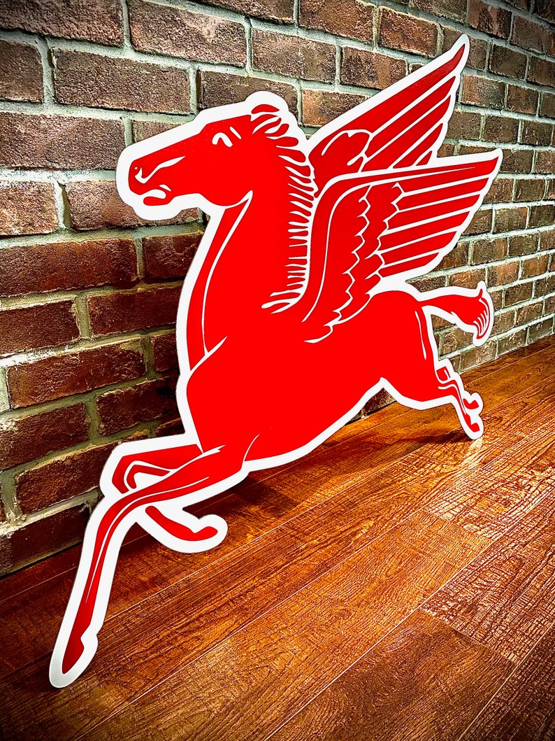 Mobil Pegasus Horse Gas Aluminium Sign Heavy Gauge High Etsy