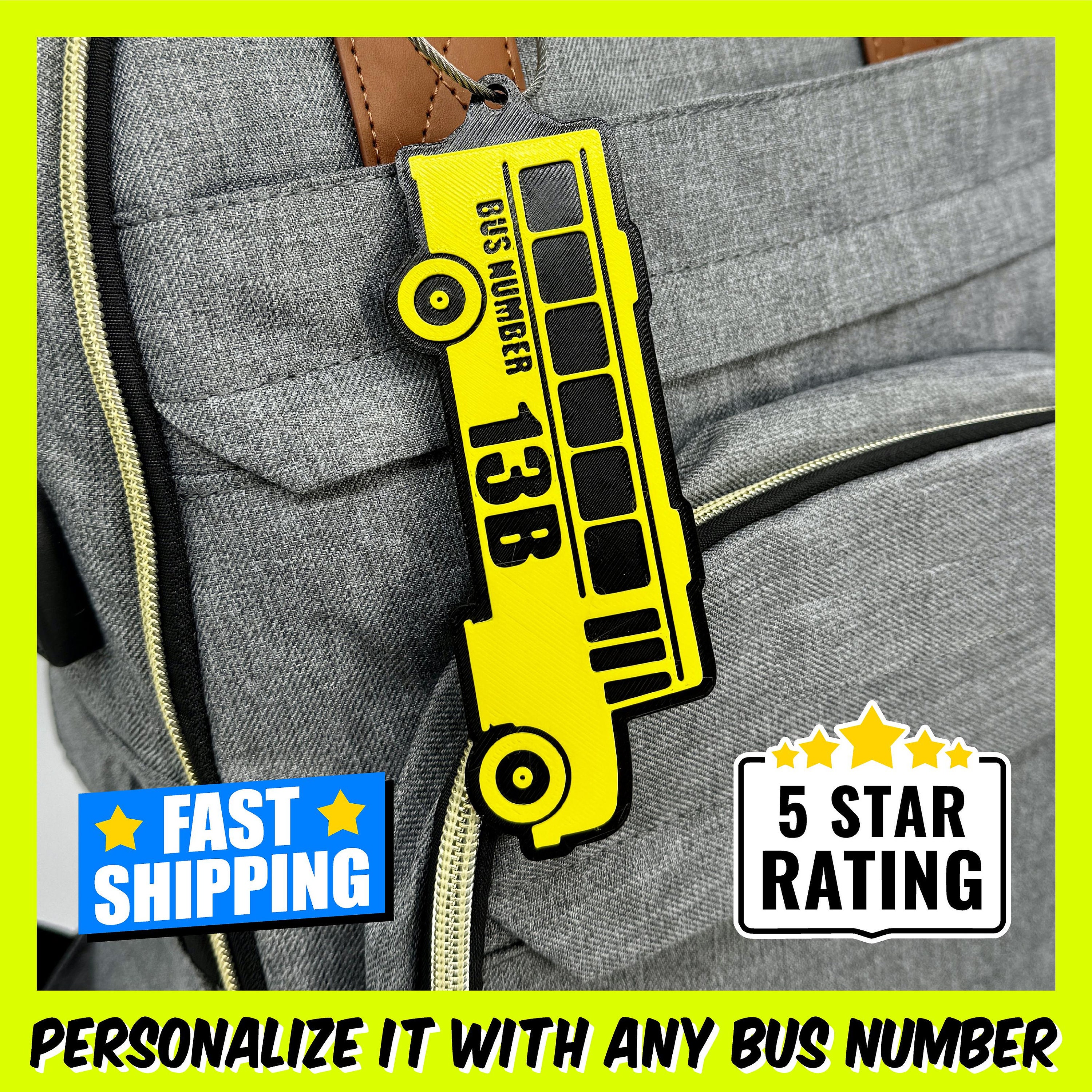 Bus Rider Back Pack Bag Tag, Custom Bus Number Keyring, Back to School ...