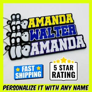 Personalized Bowling Keychain, Bowling Keychain, Custom Name Tag, Bowling Team Gift, Customizable Gift for Bowlers & Teams, Bowling Bag Name