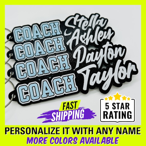 Personalized Coach's Keychain, Custom Coach's Bag Tag, Coach's Team Gift, Personalized Tag, Coach's Gear Bag Tag, Coach's Equipment Bag Tag