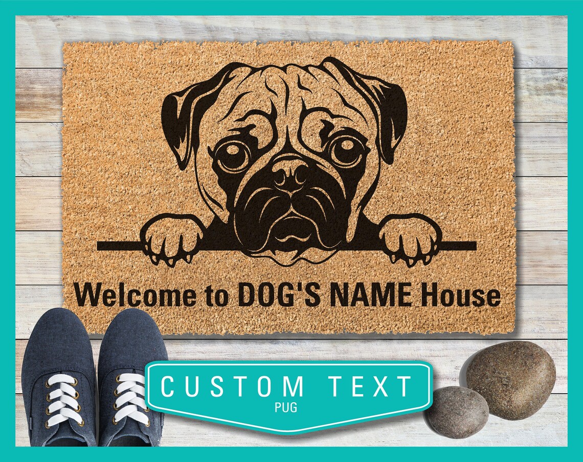 Pug Custom Doormat Home Decor Door mat Mat Etsy