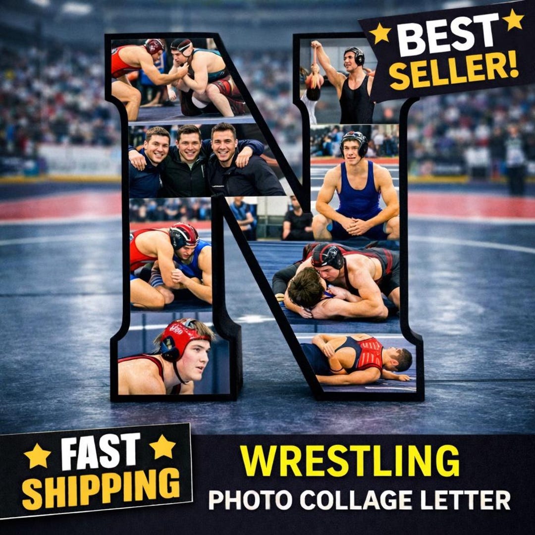 Wrestler Letters Personalized Freestanding Wrestling Photo Collage Letter, Wrestler Gift ...