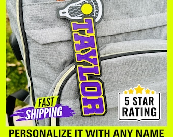 Personalized Lacrosse Bag Tag, Lacrosse Keychain, Lacrosse Team Gift, Lacrosse Backpack Name Tag, Lacrosse Player Name, Lacrosse Keychain
