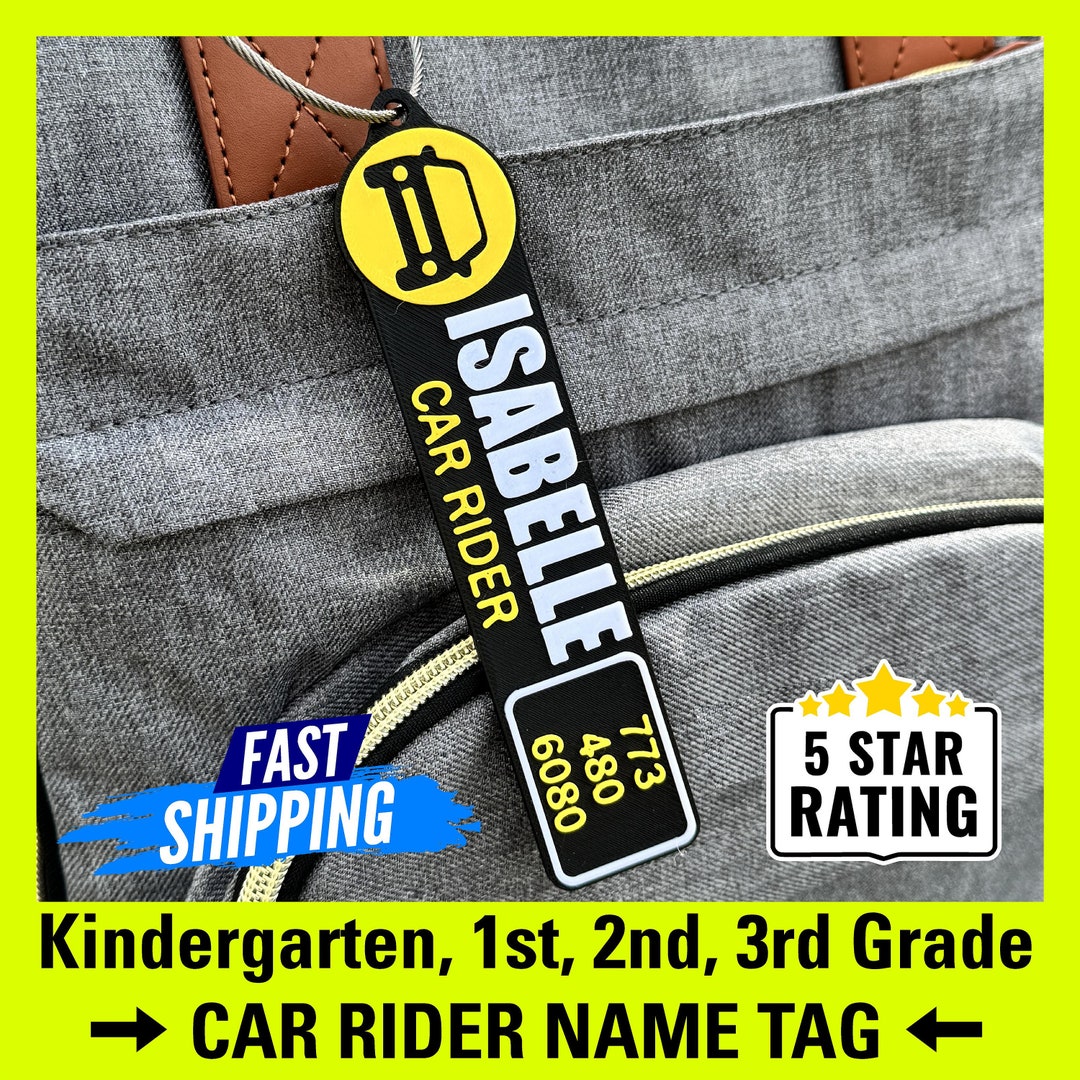 Car Rider Back Pack Tag, Kindergarten, 1st Grade, 2nd Grade, 3rd Grade ...
