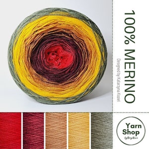 Pure Merino Extrafine, Superwash, Lace Yarn, Gradient 100% Merino Ombre Yarn Cake 13-49-57-51-19