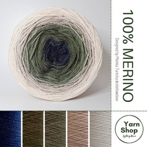 Pure Merino Extrafine, Superwash, Lace Yarn, Gradient 100% Merino Ombre Yarn Cake 17-35-19-56-41