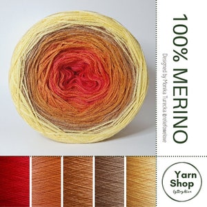 Pure Merino Extrafine, Superwash, Lace Yarn, Gradient 100% Merino Ombre Yarn Cake 13-48-57-26-61