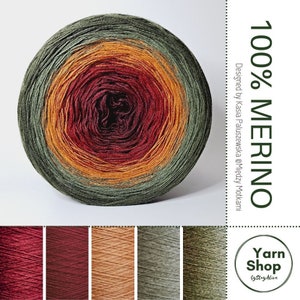 Pure Merino Extrafine, Superwash, Lace Yarn, Gradient 100% Merino Ombre Yarn Cake 49-1-57-19-35