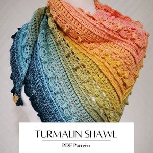 PDF Pattern/Wzór Turmalin Shawl/Scarf/Chusta crochet/szydełko